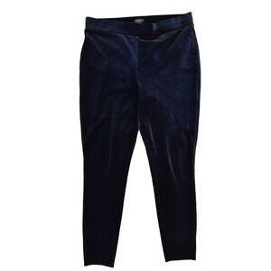 Loft Elastic Waist Velvet Stretch Pants Women's Size L Black Tapered Leg